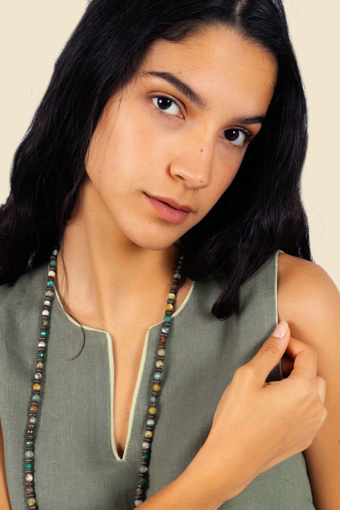 Sleeveless top in linen